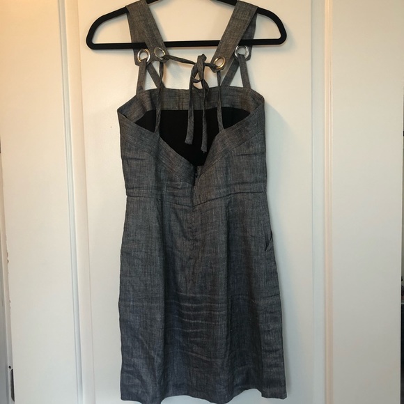 MILLY Grey Stretch Denim amino Apron Dress - Picture 4 of 6